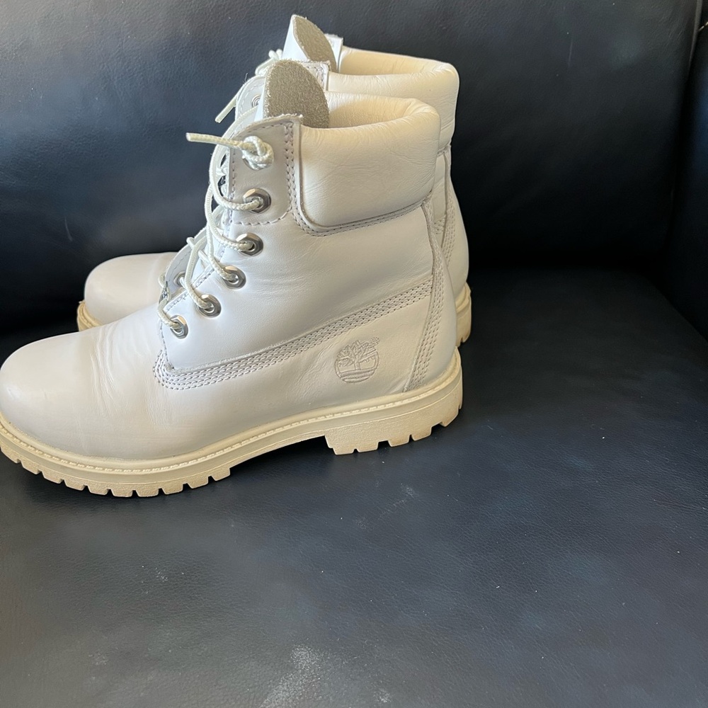 Timberland White Leather Boots